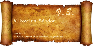 Vukovits Sándor névjegykártya