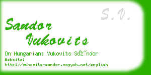 sandor vukovits business card